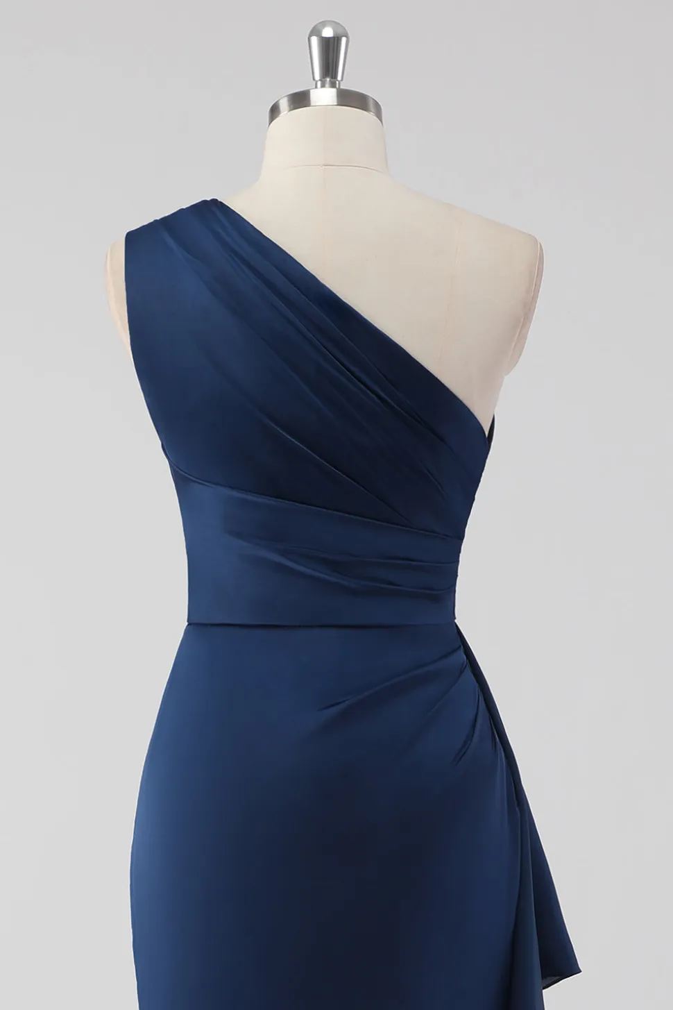 Sereia da Marinha Um Ombro Longo Vestido Formal com Folhos