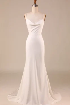 Sereia de Marfim Simples Boho Vestido de Noiva Longo