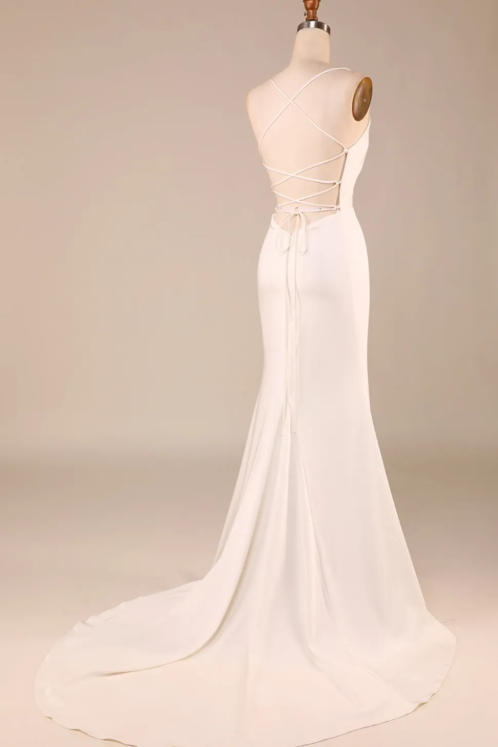 Sereia de Marfim Simples Boho Vestido de Noiva Longo