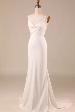 Sereia de Marfim Simples Boho Vestido de Noiva Longo