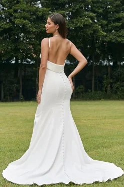 Sereia de Marfim Simples Backless Boho Vestido de Noiva