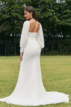 Sereia de Marfim Simples Backless Boho Vestido de Noiva