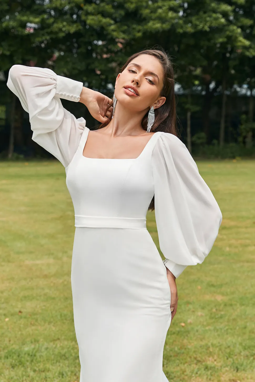 Sereia de Marfim Simples Backless Boho Vestido de Noiva
