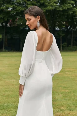 Sereia de Marfim Simples Backless Boho Vestido de Noiva