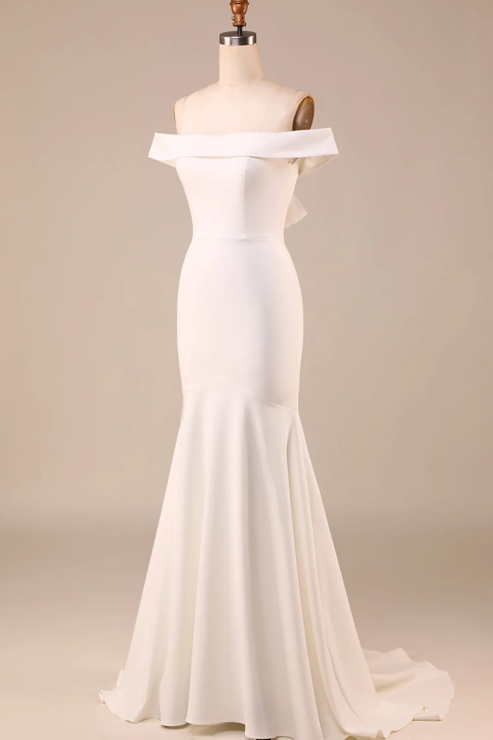Sereia de Marfim Simples Lace-Up Back Long Vestido de Noiva