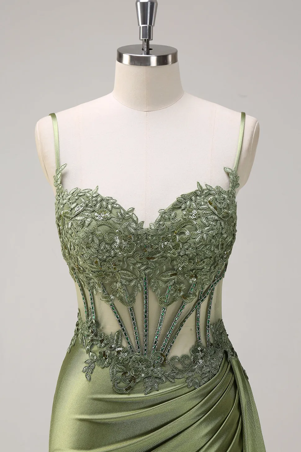 Sereia de prata plissado puro longo espartilho cetim vestido de baile com fenda
