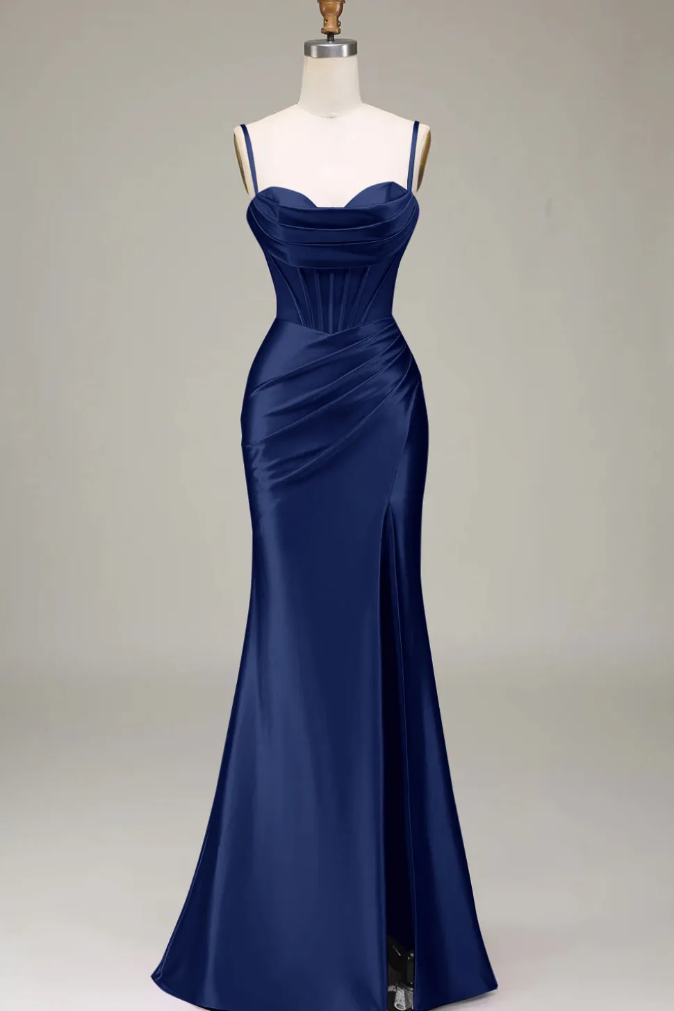 Sereia elegante alças espaguete roxo espartilho vestido de baile com frente dividida