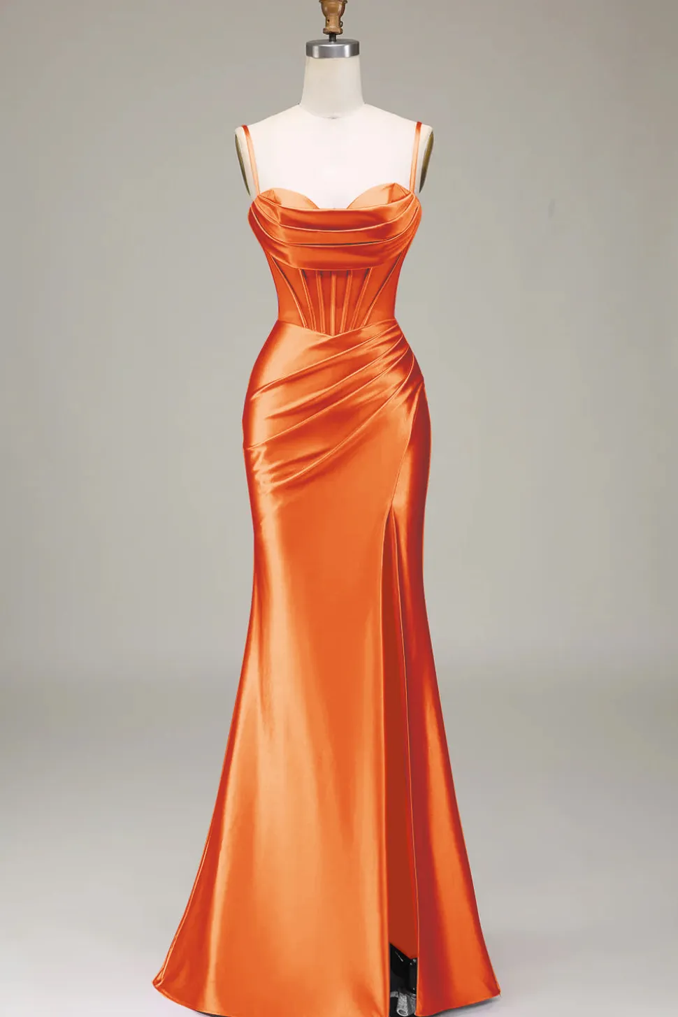 Sereia elegante alças espaguete roxo espartilho vestido de baile com frente dividida