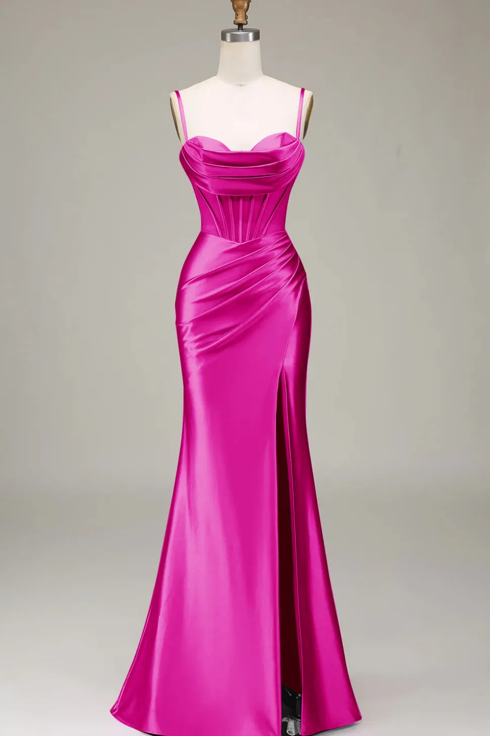Sereia elegante alças espaguete roxo espartilho vestido de baile com frente dividida
