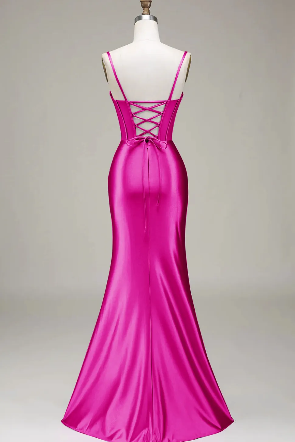 Sereia elegante alças espaguete roxo espartilho vestido de baile com frente dividida