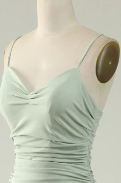 Sereia Esparguete Alças Cinza Vestido de Baile