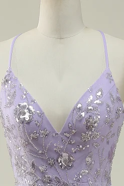 Sereia Esparguete Alças Roxo Vestido de Baile