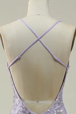 Sereia Esparguete Alças Roxo Vestido de Baile