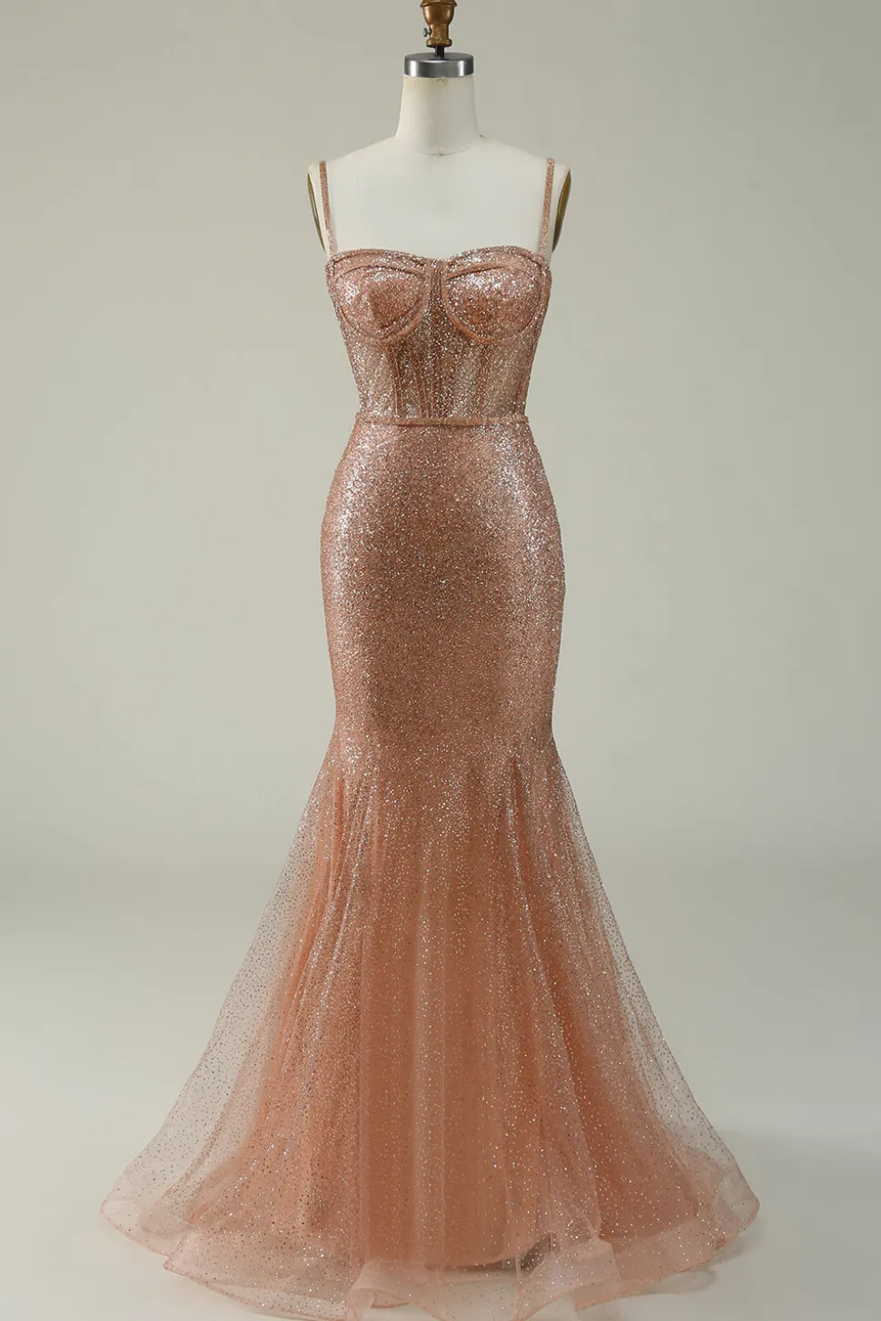 Sereia Esparguete Correias Blush Vestido Cerimónia