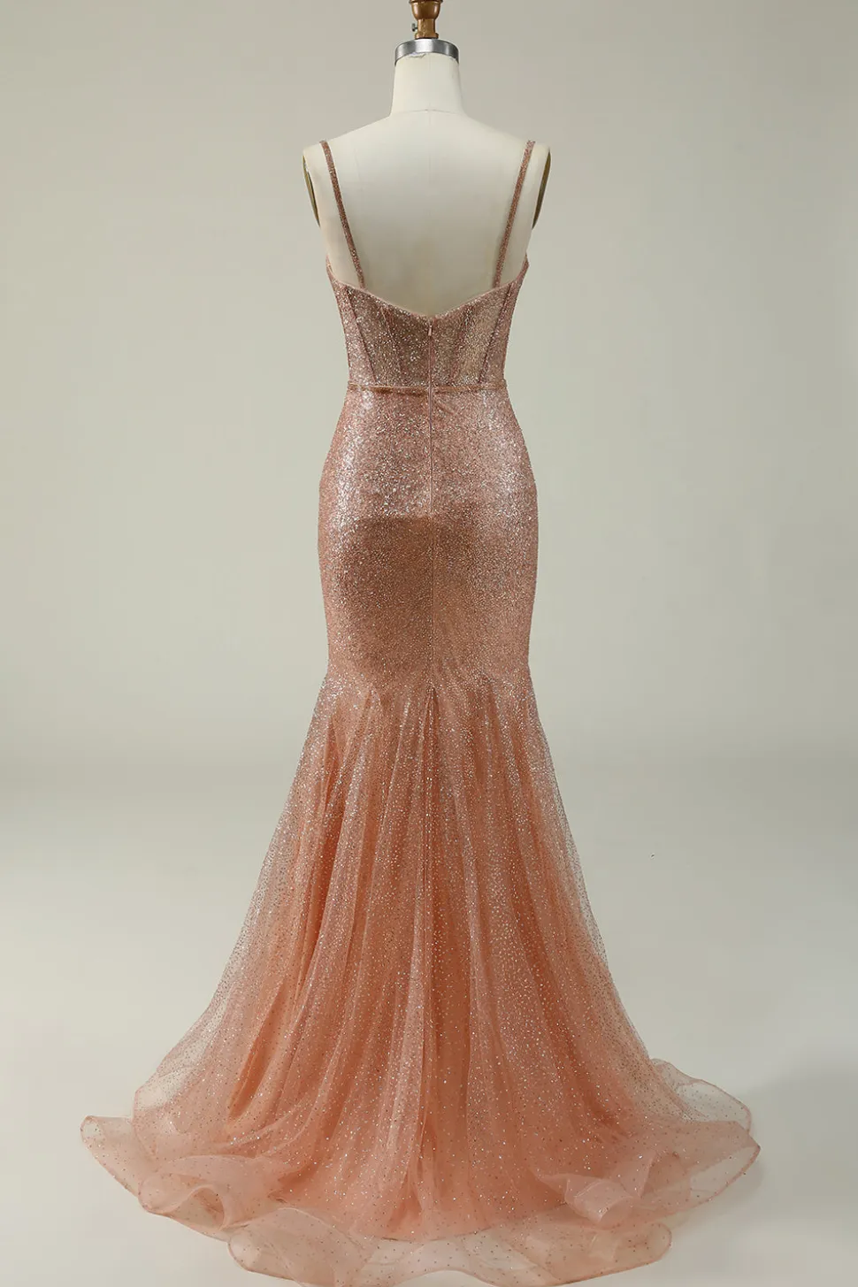 Sereia Esparguete Correias Blush Vestido Cerimónia