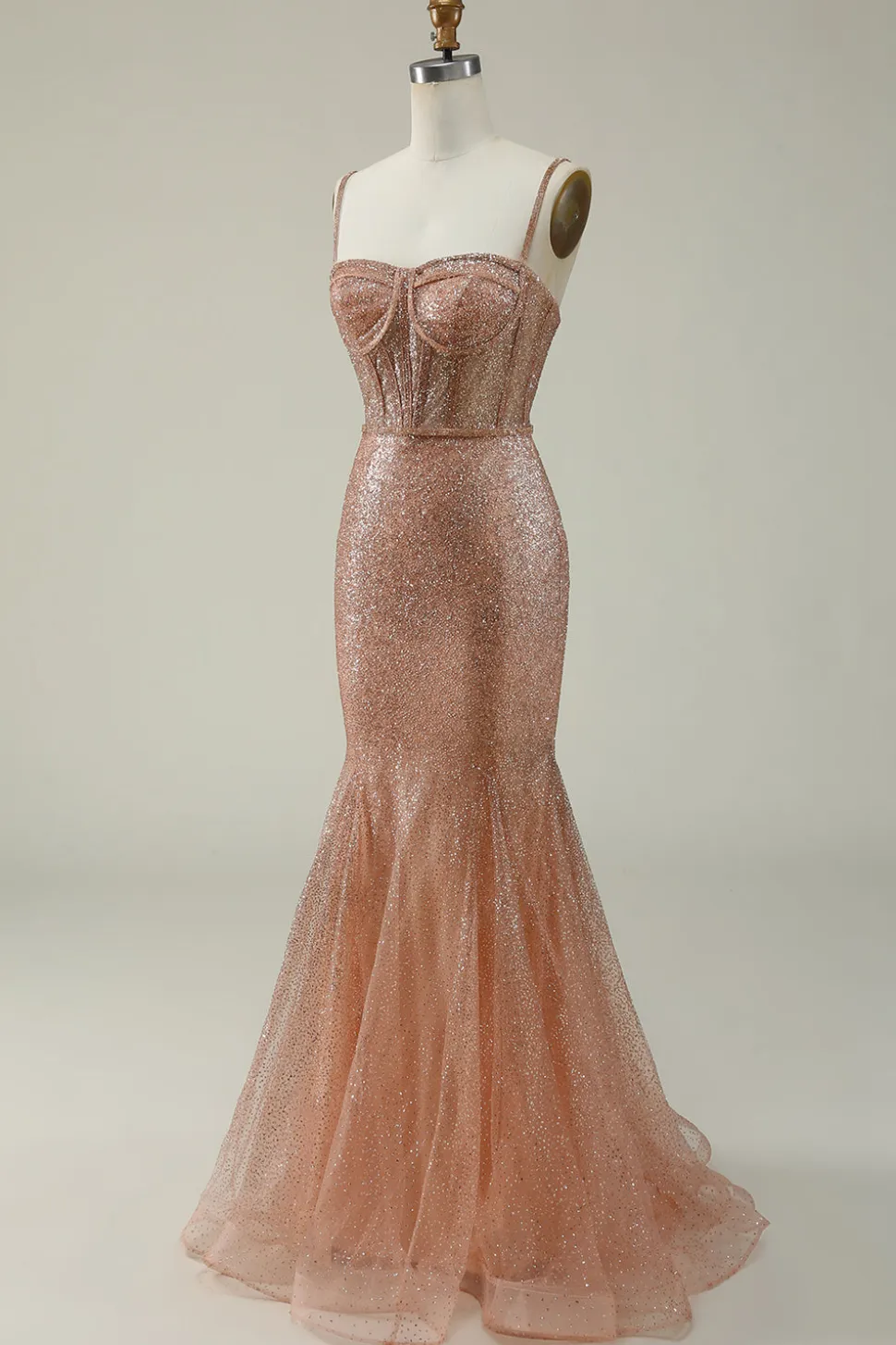 Sereia Esparguete Correias Blush Vestido Cerimónia