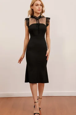 Sereia gola alta Bodycon vestido