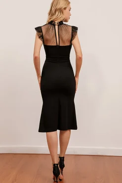 Sereia gola alta Bodycon vestido