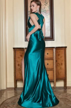 Sereia Halter Verde Escuro Vestido de Festa