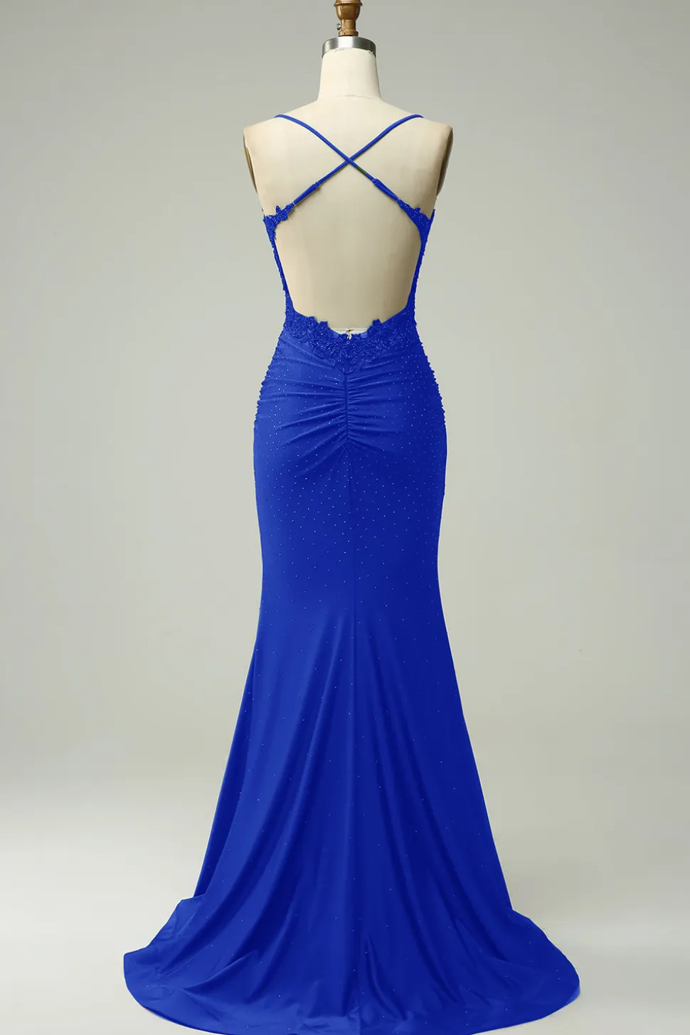 Sereia Halter Vestido Cerimónia com Apliques Vermelho Escuro