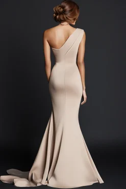 Sereia Khaki Um Ombro Longo Vestido Formal