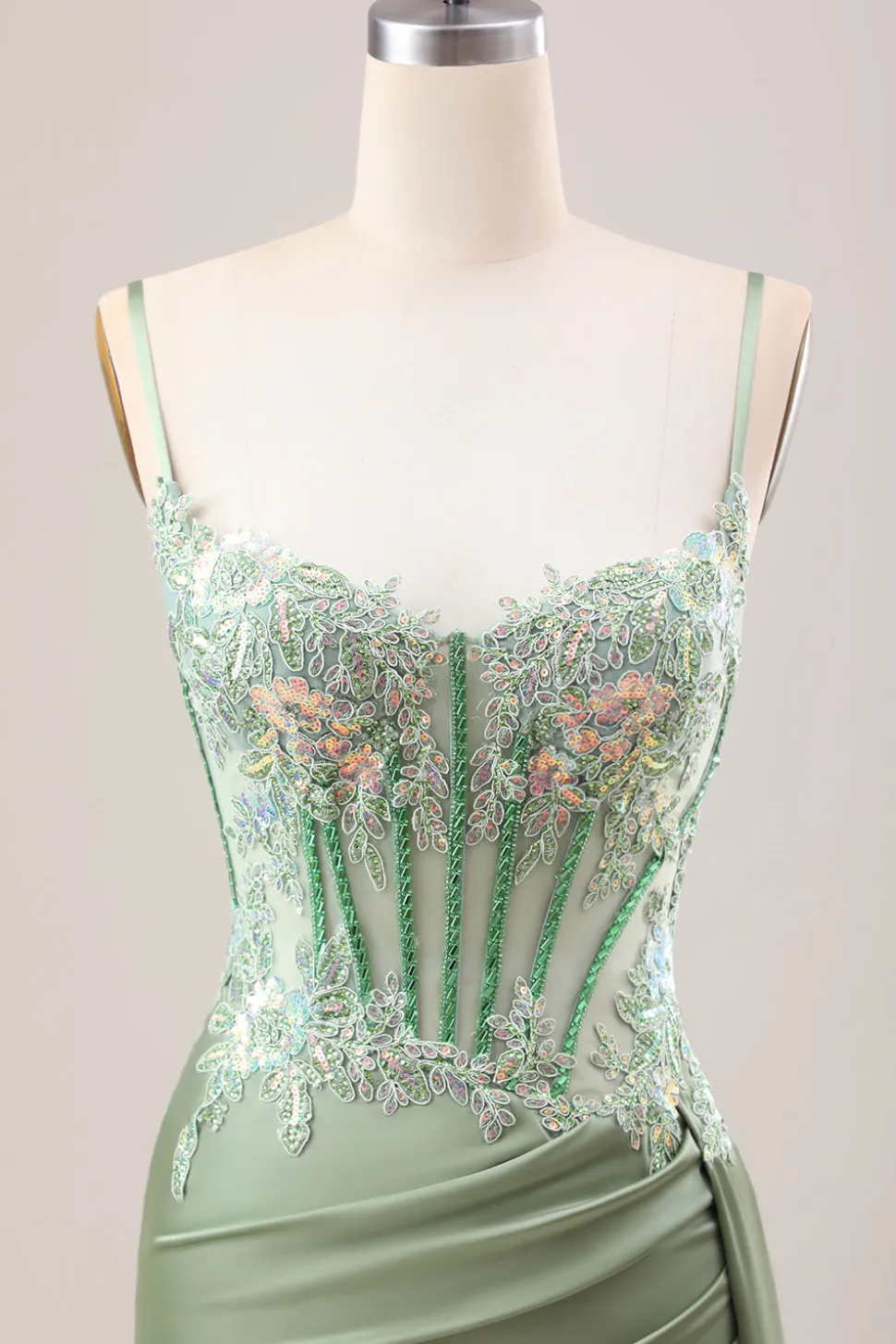 Sereia Lilás elegante plissado lantejoulas Corset longo vestido de baile com fenda