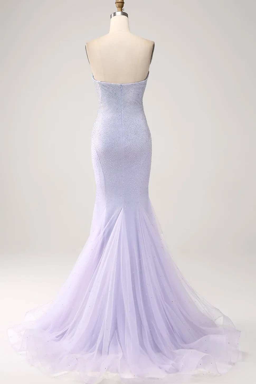 Sereia Lilás Querida Strapless frisado vestido longo baile de formatura