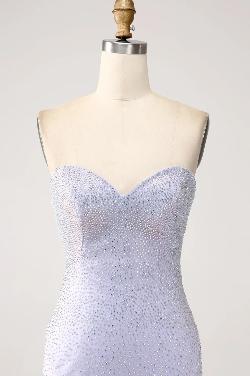 Sereia Lilás Querida Strapless frisado vestido longo baile de formatura