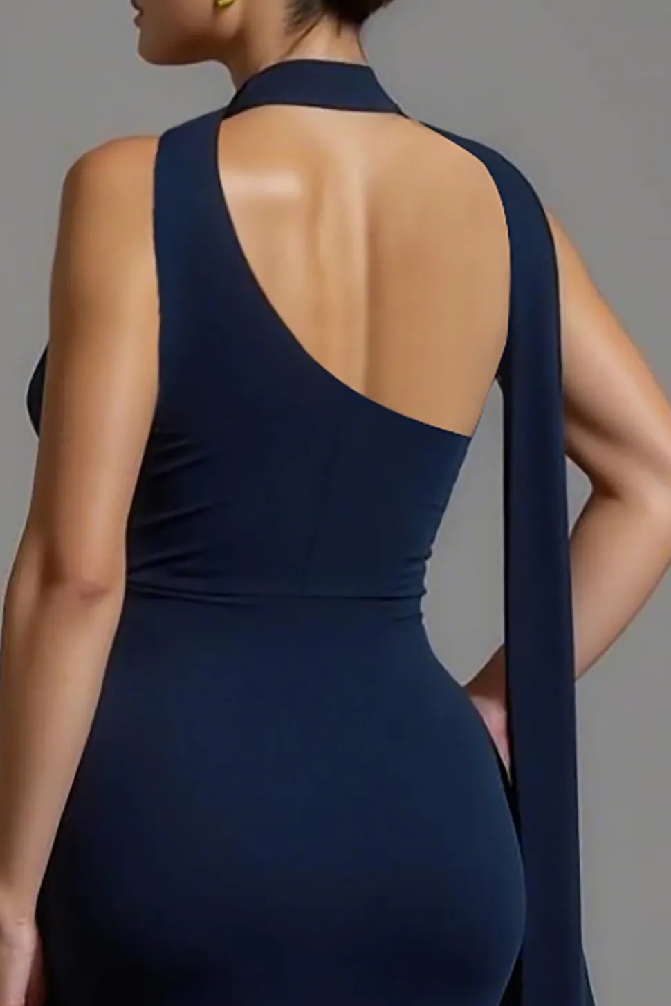 Sereia Marinha Cetim Pescoço Lenço Longo Vestido Formal