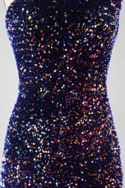 Sereia Negra Um Ombro Sequins Long Prom Dress com Fenda