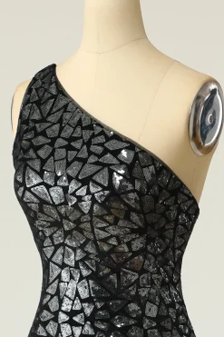 Sereia One Shouler Dark Gold Sequins Vestido de baile