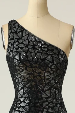 Sereia One Shouler Dark Gold Sequins Vestido de baile