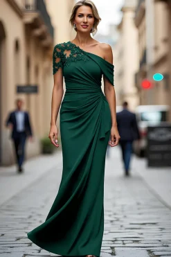 Sereia Preta Assimétrica Mãe do Vestido da Noiva com Apliques