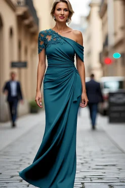Sereia Preta Assimétrica Mãe do Vestido da Noiva com Apliques