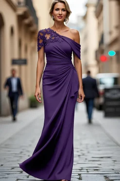 Sereia Preta Assimétrica Mãe do Vestido da Noiva com Apliques