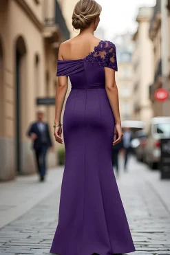 Sereia Preta Assimétrica Mãe do Vestido da Noiva com Apliques