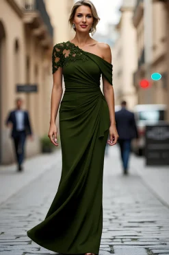 Sereia Preta Assimétrica Mãe do Vestido da Noiva com Apliques