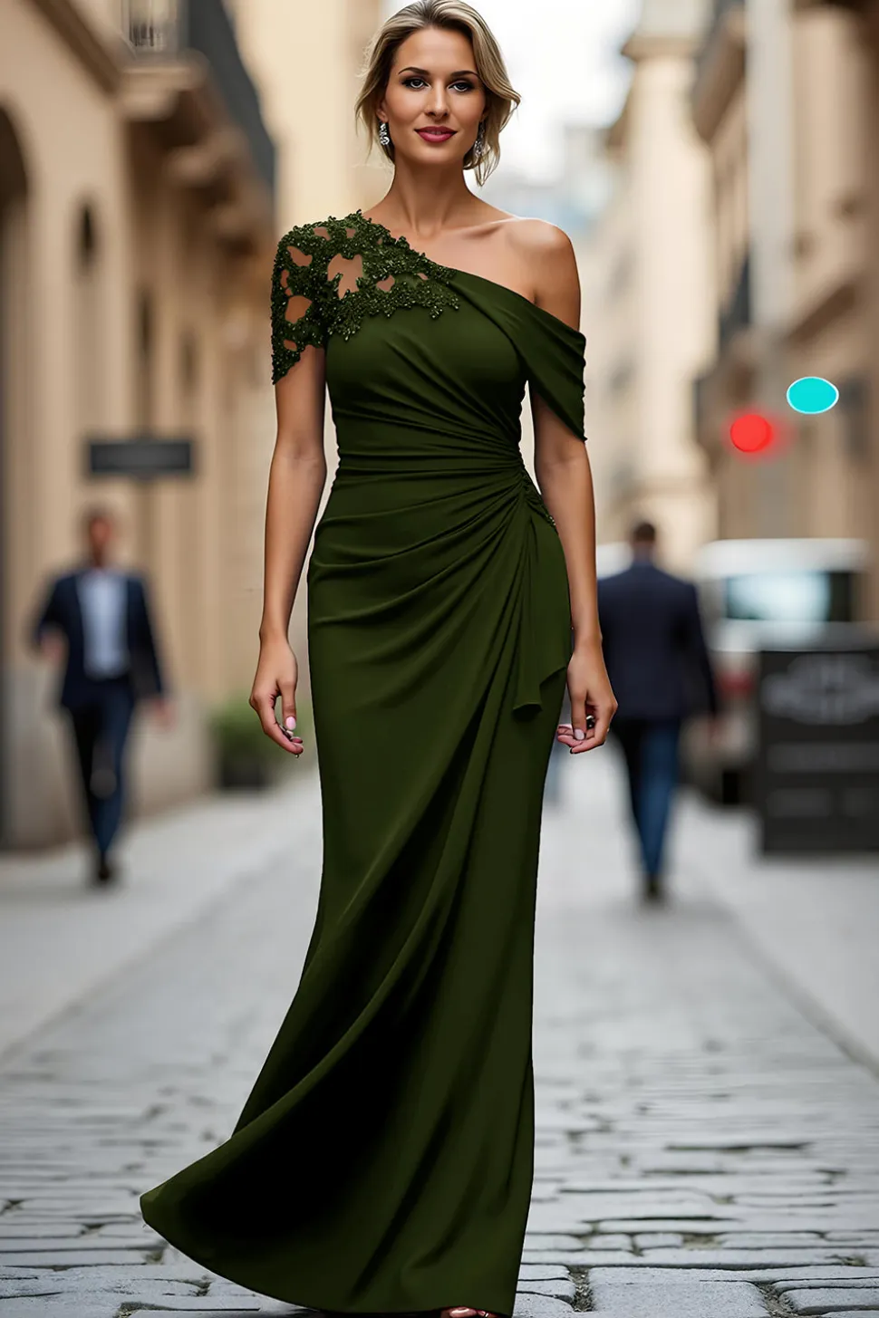 Sereia Preta Assimétrica Mãe do Vestido da Noiva com Apliques