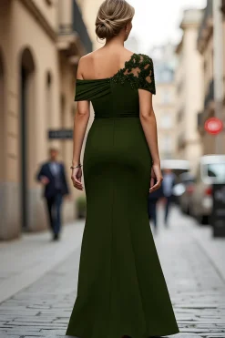 Sereia Preta Assimétrica Mãe do Vestido da Noiva com Apliques