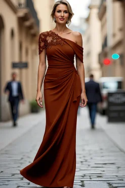 Sereia Preta Assimétrica Mãe do Vestido da Noiva com Apliques