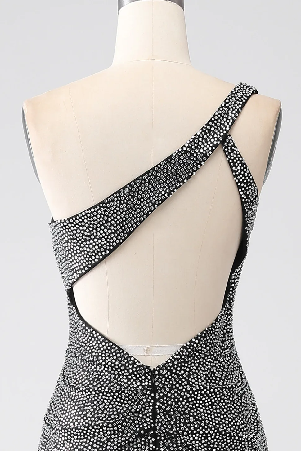 Sereia Preta Brilhante Um Ombro Corset Prom Dress