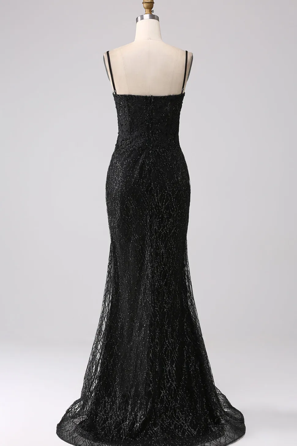 Sereia Preta Ombro Frio Vestido Longo Baile de Formatura com Fenda