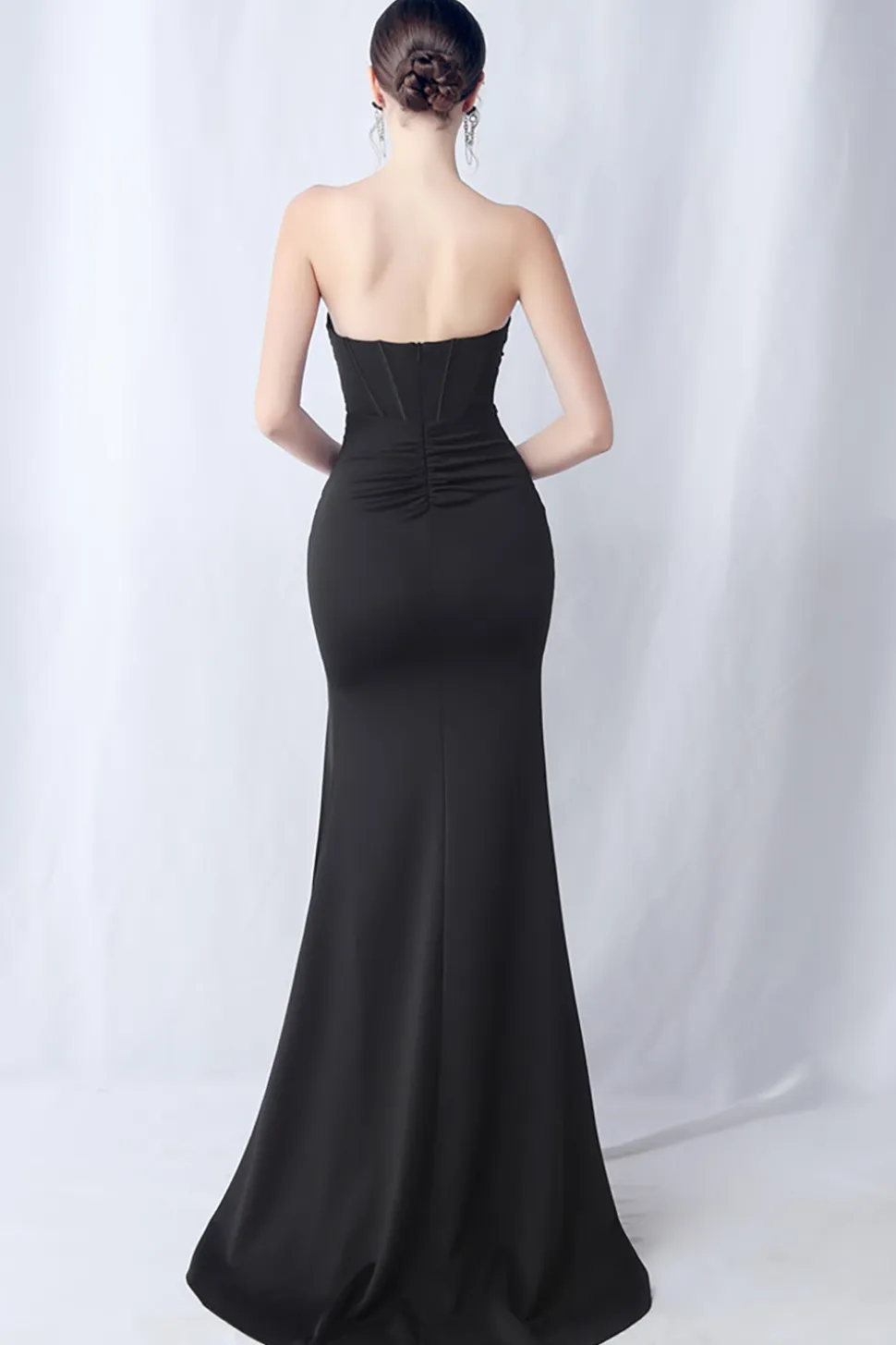Sereia Preta Querida Vestido Formal Longo com Fenda