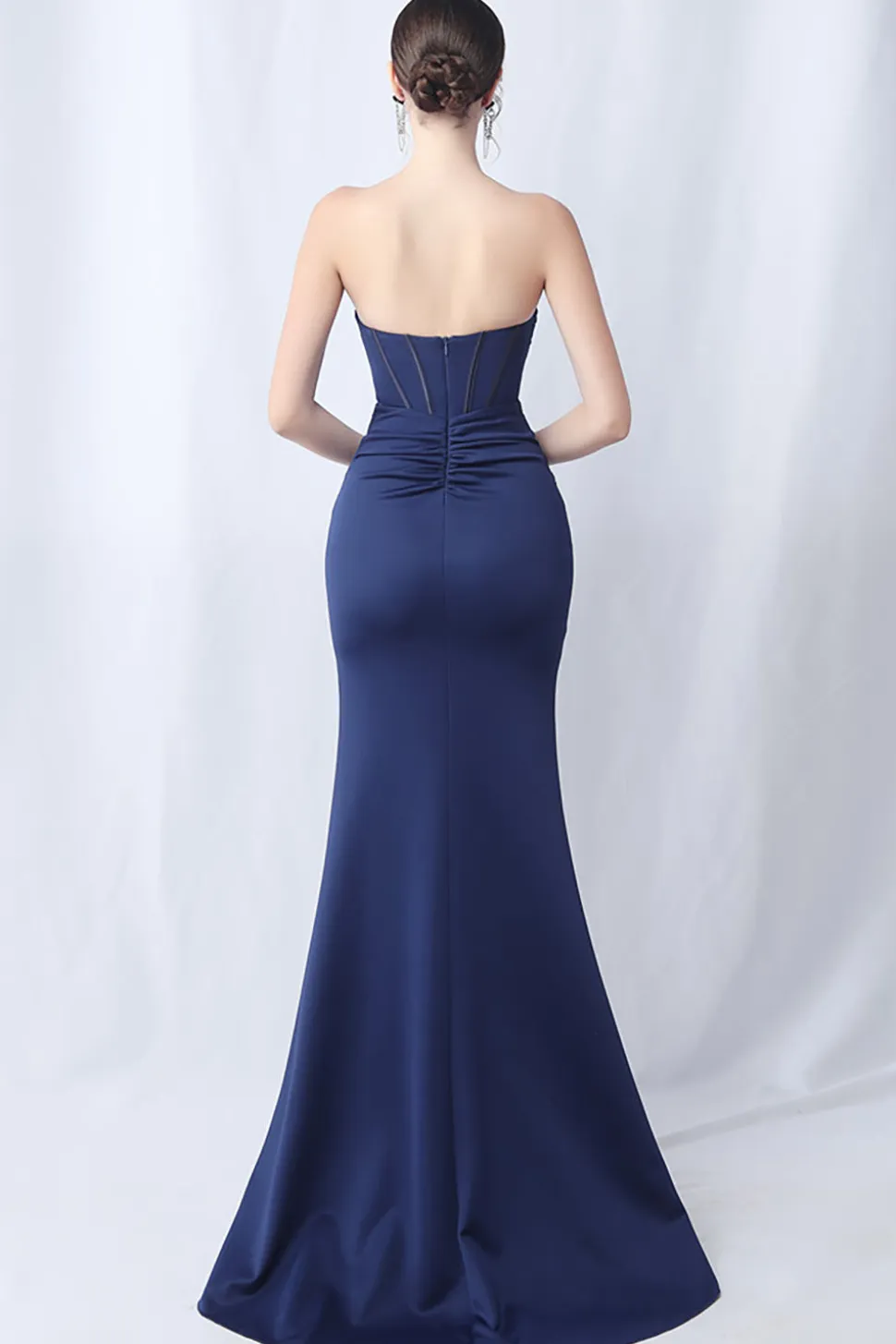 Sereia Preta Querida Vestido Formal Longo com Fenda