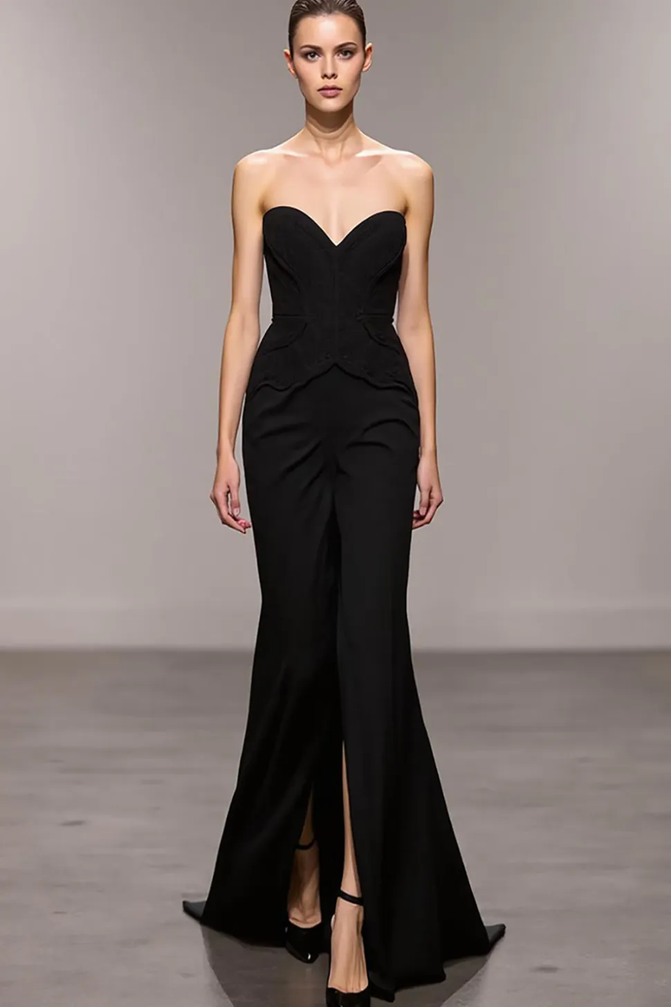 Sereia Preto Querida Vestido de Noite Longo com Fenda
