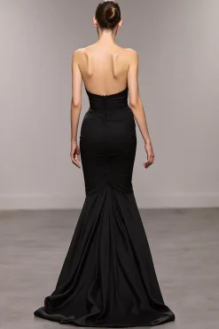 Sereia Preto Querida Vestido de Noite Longo com Fenda