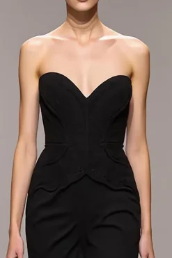 Sereia Preto Querida Vestido de Noite Longo com Fenda
