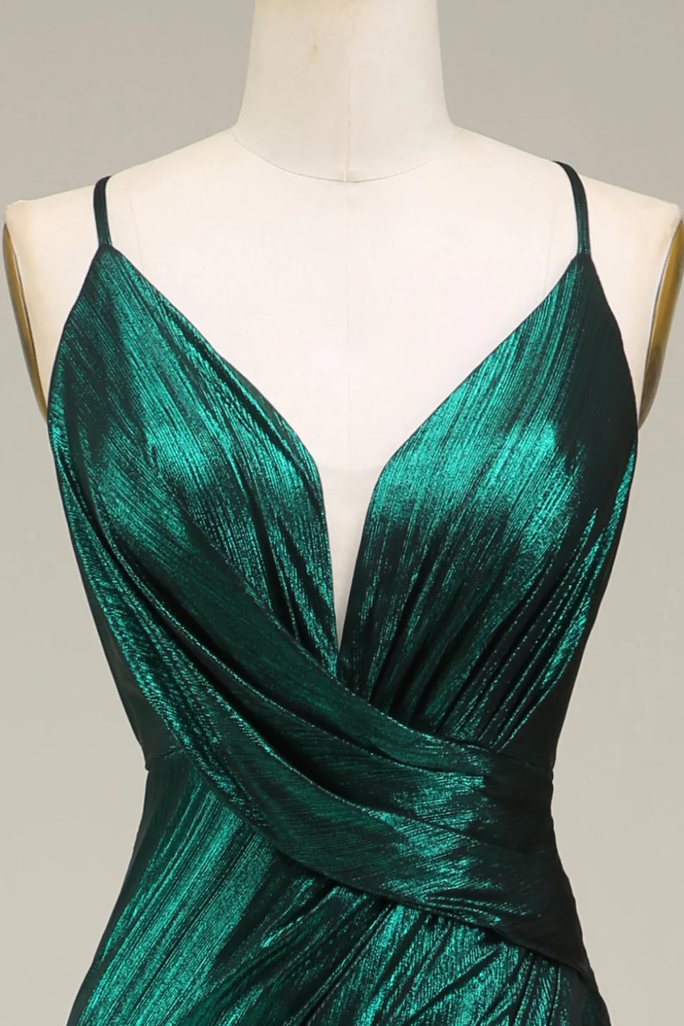 Sereia Quente Esparguete Correias Verde Escuro Vestido Longo Baile de Formatura com Costas Abertas
