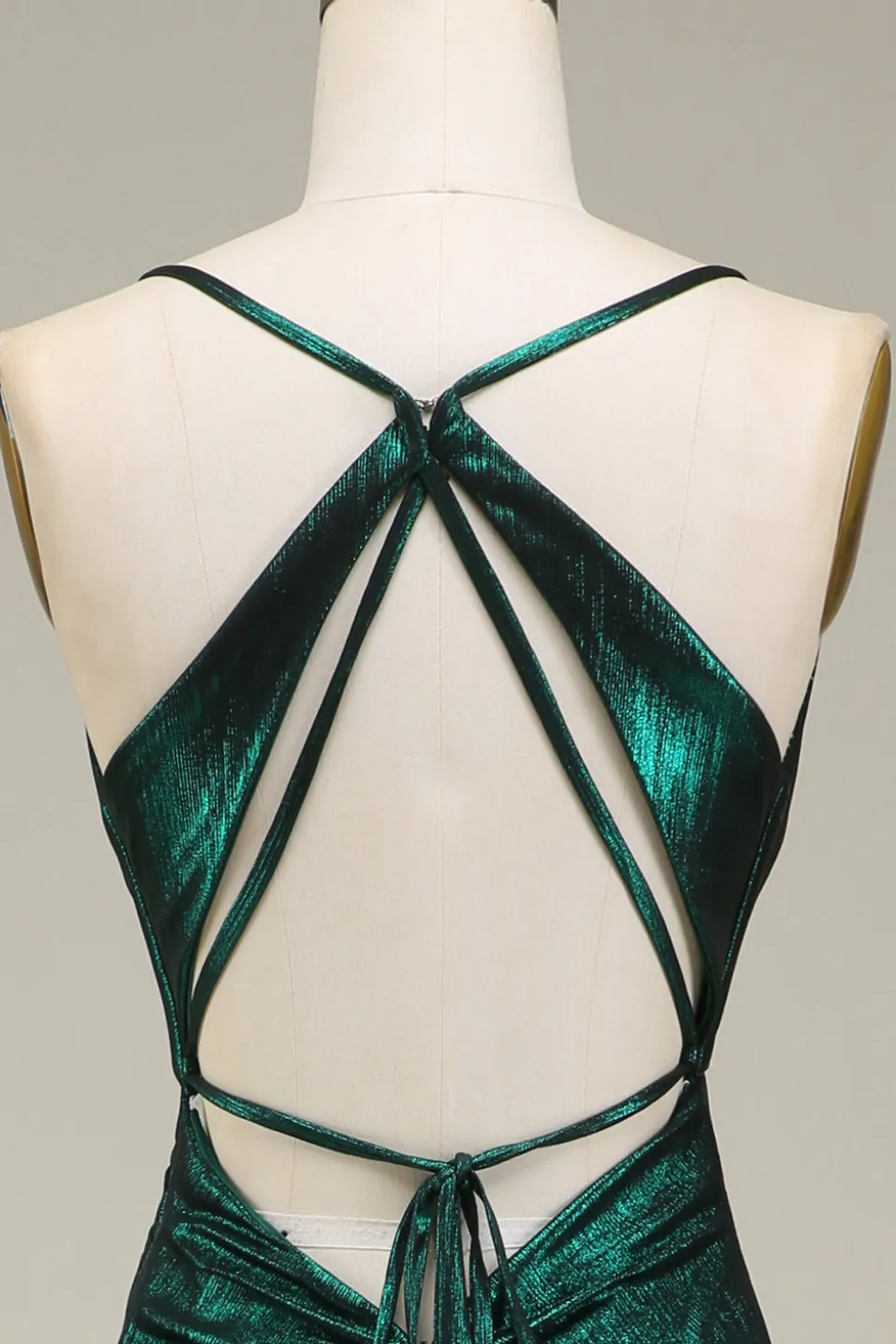 Sereia Quente Esparguete Correias Verde Escuro Vestido Longo Baile de Formatura com Costas Abertas