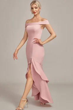 Sereia Rosa Assimétrica babada Mãe do Vestido da Noiva